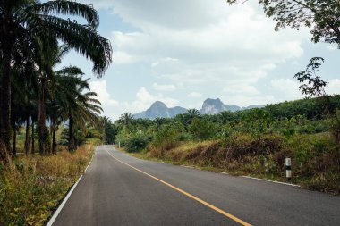 Tayland, Krabi 'nin uzak bir bölgesindeki yol manzarası