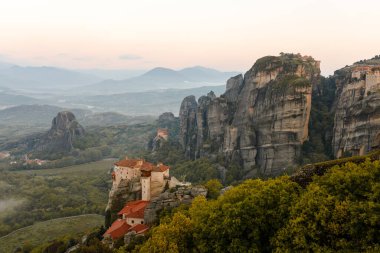 Yunanistan 'daki Rousanou Manastırı, Meteora. Yüksek kalite fotoğraf