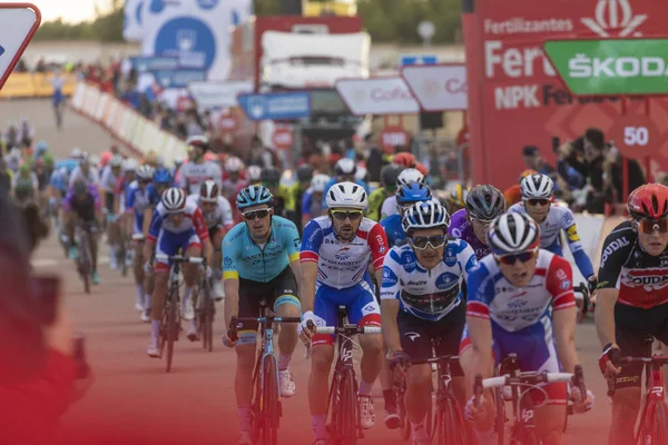 Ejea Los Caballeros Spain October 2020 Cyclists Athletes Area Finish — 图库照片