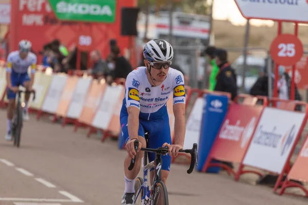 Ejea Los Caballeros Spain October 2020 Cyclists Athletes Area Finish — Stock Photo, Image