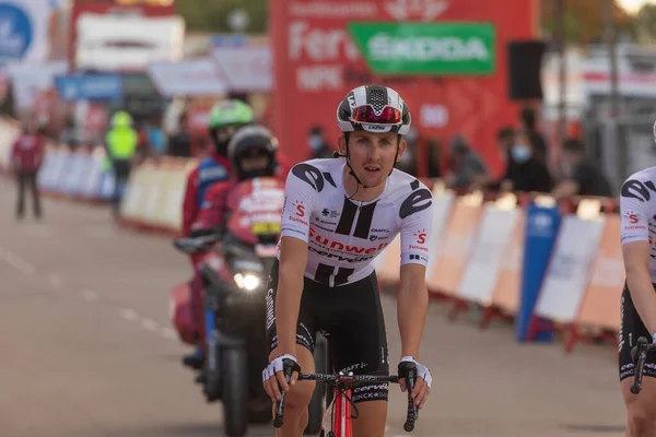 Ejea Los Caballeros Spain October 2020 Cyclists Athletes Area Finish — Stock Photo, Image