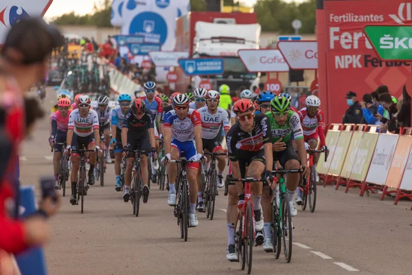 Ejea Los Caballeros Spain October 2020 Cyclists Athletes Area Finish — 图库照片