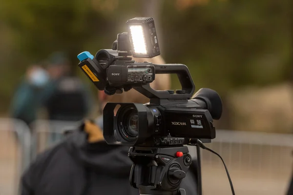 Ejea Los Caballeros España Octubre 2020 Periodistas Medios Comunicación Trabajando — Foto de Stock