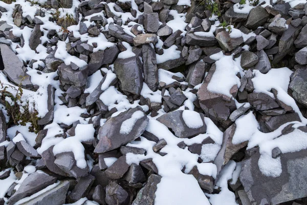 Snow Covered Limestone Texture Aragonese Pyrenees Aguas Tuertas Valley Hecho — Stock Photo, Image