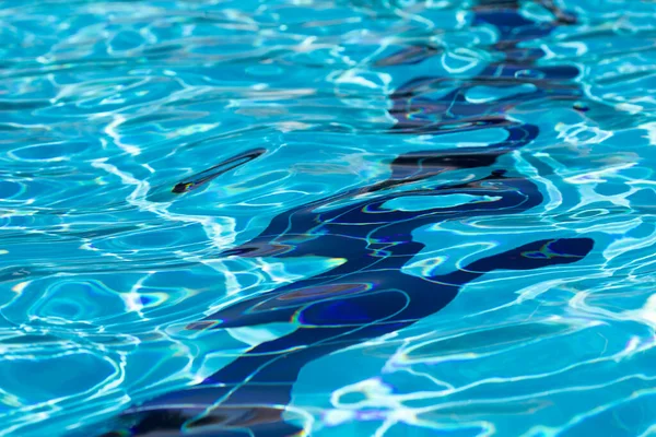在西班牙阿拉贡加卢尔市一个游泳池的蓝色 洁净和水晶水中 折射和抽象扩散的背景 — 图库照片