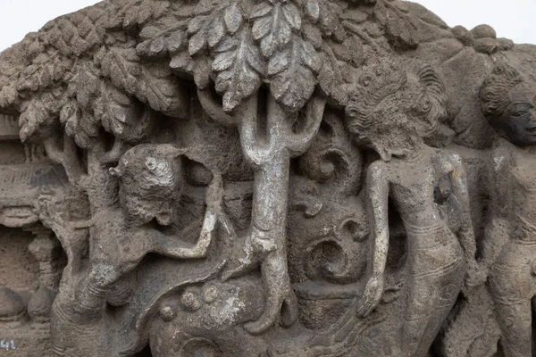 Jakarta Indonesien Juli 2019 Antikes Steinrelief Mythologische Szene Klassische Hindu — Stockfoto