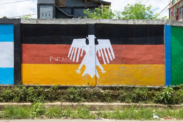 印度尼西亚索隆 2019年10月4日 德国国旗在索隆的费里街 Ferry Street 附近的一面墙上 在通往西巴布亚港口和渡口的路上 — 图库照片