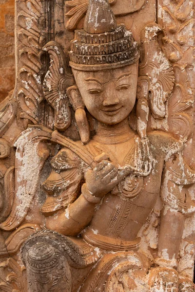 Starověká Reliéf Vyobrazení Buddhy Nebo Nějaký Mytologický Charakter Nyaung Ohak — Stock fotografie