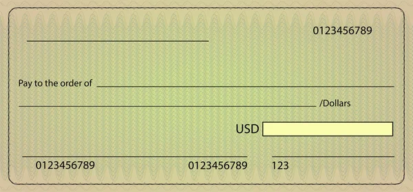 Cheque bancario en blanco. Ilustración de stock vectorial — Vector de stock