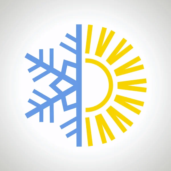 Ikon matahari dan snowflake - Stok Vektor
