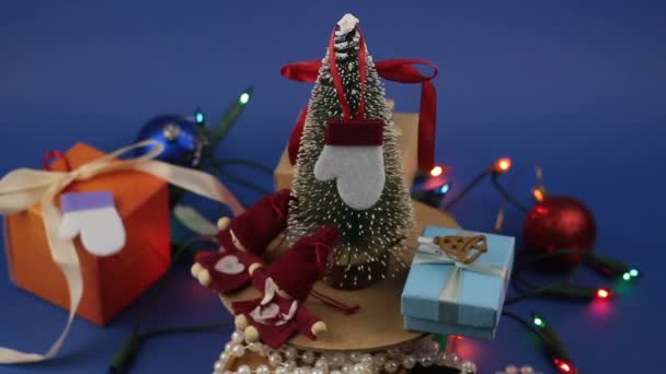 Carrousel Noël Avec Sapin Noël Des Cadeaux Lumineux Arbre Festif — Video