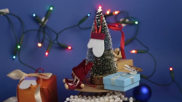 Carrousel Noël Avec Sapin Noël Des Cadeaux Lumineux Arbre Festif — Video