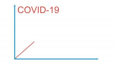 COVID-19 hastalığının büyüyen oku grafikte resmedilmiştir. COVID-19 hastalığının büyüme grafiğinin animasyonu. Sağlık hizmeti kavramı.