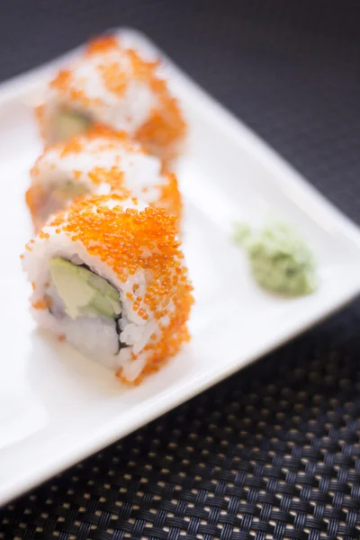Japanese restaurant salmon sushi — Stock Photo, Image