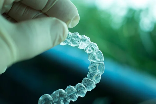 Colgadores Dientes Dentales Invisibles Soportes Utilizados Para Alinear Cada Diente — Foto de Stock