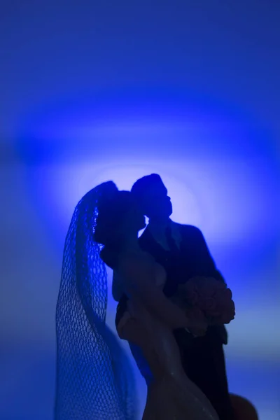 Свадебная Пара Торт Топпер Пластиковые Фигурки Смокингом Вечерний Костюм Белый — стоковое фото