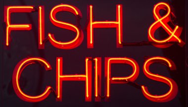 Balık ve cips Restoran Neon işareti