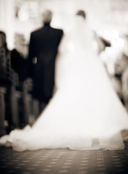 Bride and father in church defocused — Stock Photo, Image