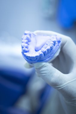 Dental mold dentist clay teeth ceramic plate model cast clipart