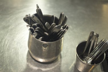 Coffee expresso spoons in cafe bar
