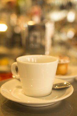 Coffee expresso cup spoon saucer restaurant cafe bar