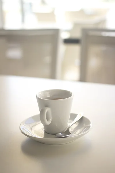 Coffee expresso cup spoon saucer restaurant cafe bar — Stock Photo, Image