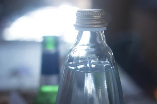 Glass sparkling fizzy water bottle — Stock Photo, Image