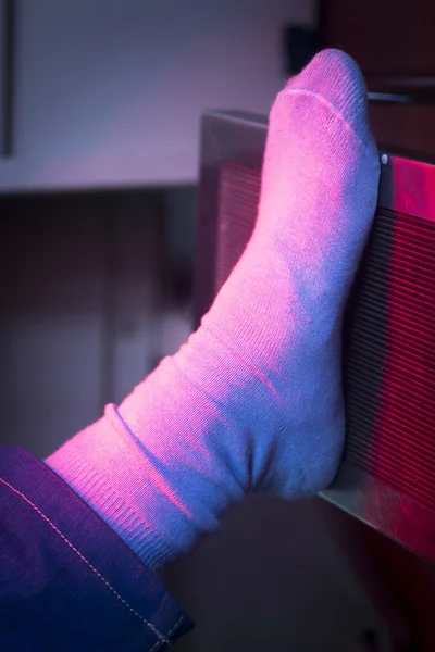 Patienten Füße rote Physiotherapie Wärmebehandlung — Stockfoto