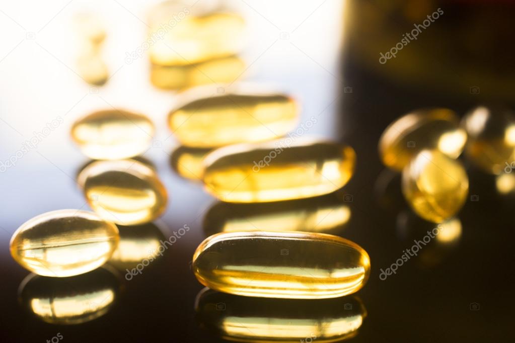 Fish oil capsules health food supplement