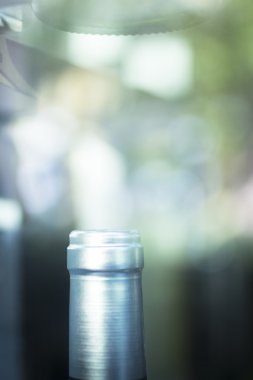 Perakende mağaza Vitrini kırmızı şarap şişe