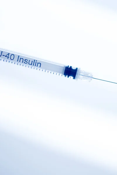 Phials of insulin medication U-40 syringe — Stock Photo, Image