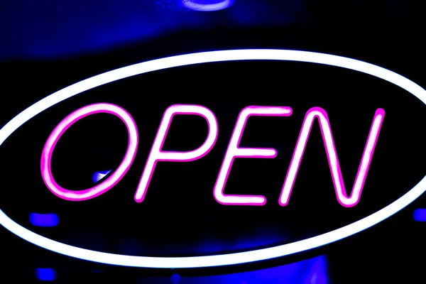 Neon shop open store sign — Stock Photo, Image