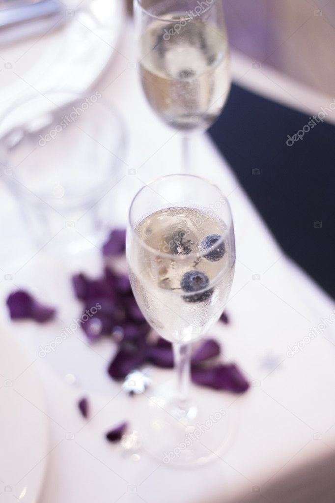 Champagne white wine glass in wedding party