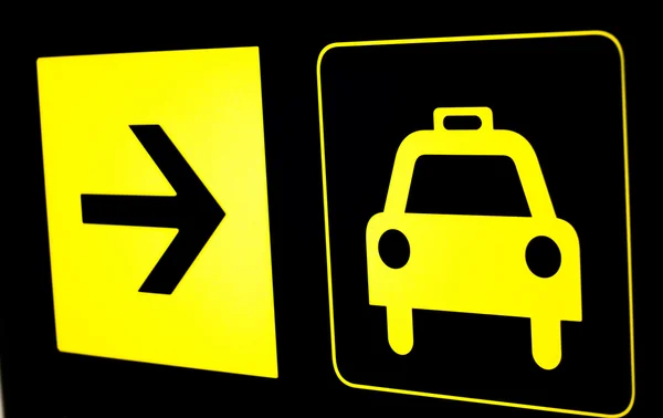 Informações do aeroporto táxis sinal de luz — Fotografia de Stock