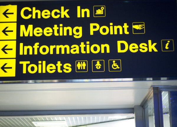 Airport information sign for checkin