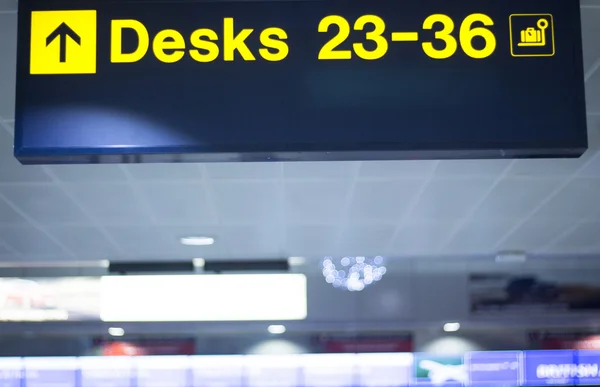 Airport information desks sign light panel — Stock Photo, Image