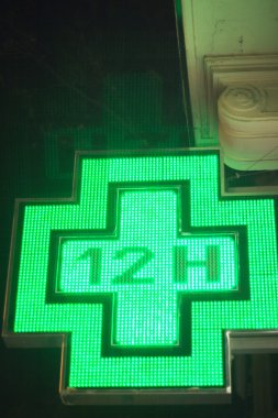 Pharmacy neon light chemists sign clipart