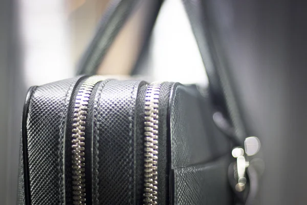 Store window man bag leather briefcase — Stock Photo, Image