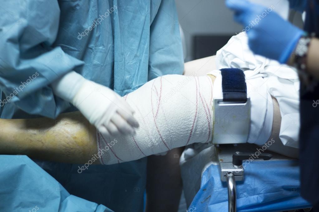 Knee arthroscopy orthopedic surgery operation Stock Photo by