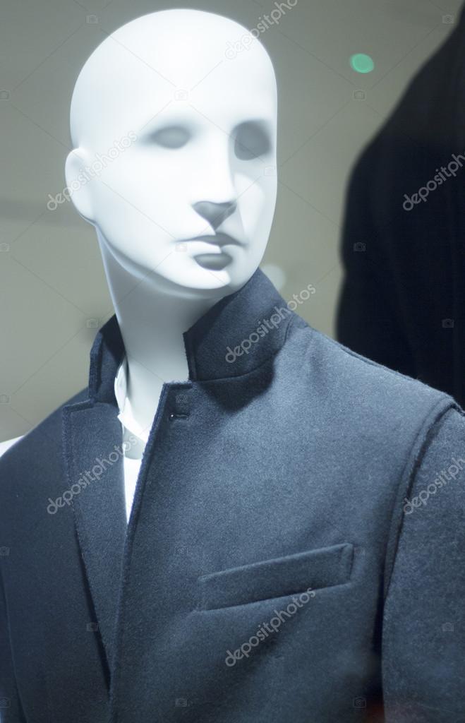 Store clothes dummy in suit shop