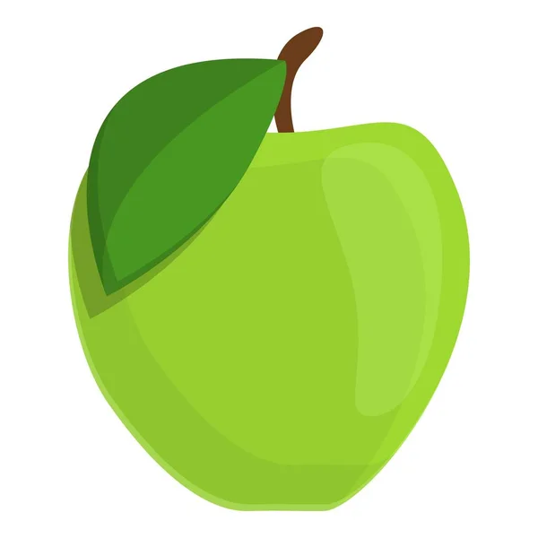 Икона зеленого яблока, стиль мультфильма — стоковый вектор