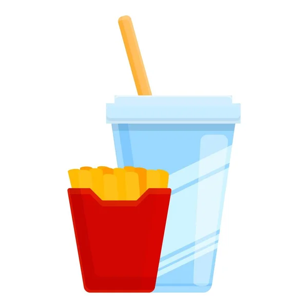 Fast food obiad ikona, styl kreskówki — Wektor stockowy