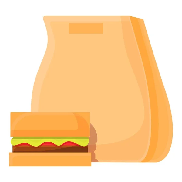 Paquete de almuerzo icono, estilo de dibujos animados — Vector de stock