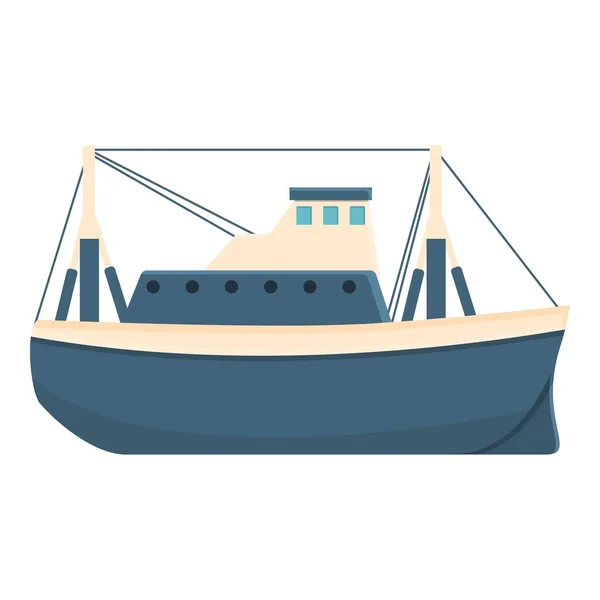 Icône bateau de pêche rivière, style dessin animé — Image vectorielle