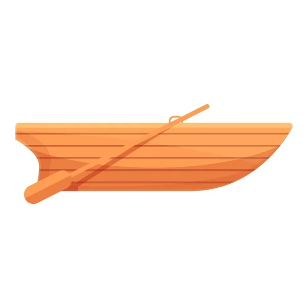 Icono de barco de pesca de madera, estilo de dibujos animados — Vector de stock