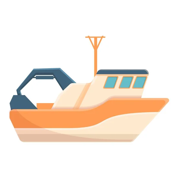 Icono de barco de pesca de alta velocidad, estilo de dibujos animados — Vector de stock