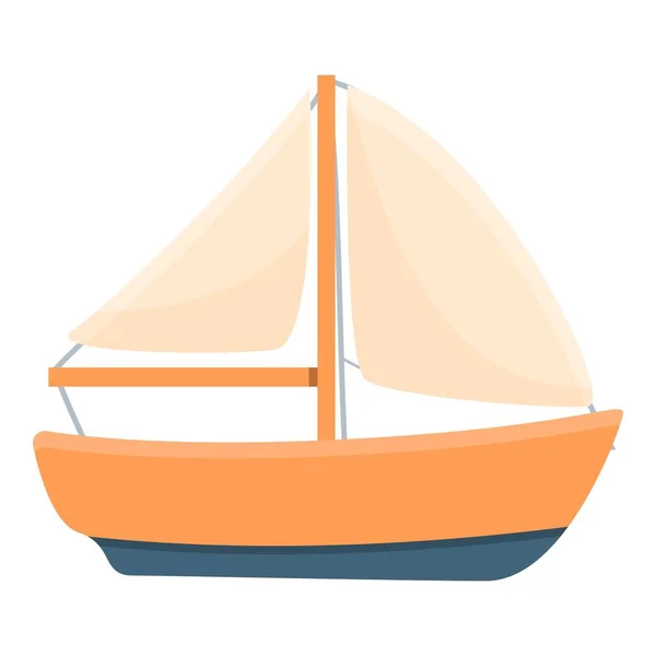 Fischerboot mit Segel-Ikone, Cartoon-Stil — Stockvektor