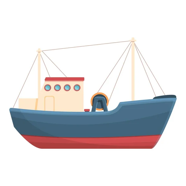 Модная икона рыболовной лодки, в стиле мультфильма — стоковый вектор