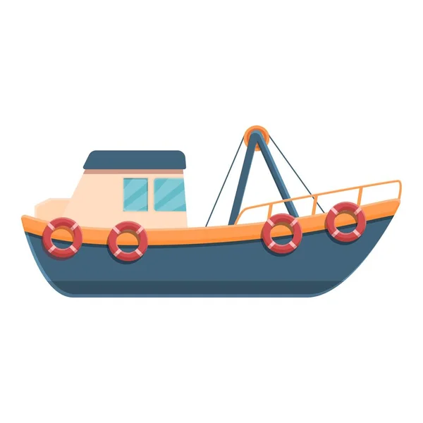 Extreme fishing boat icon, cartoon style — Stock Vector