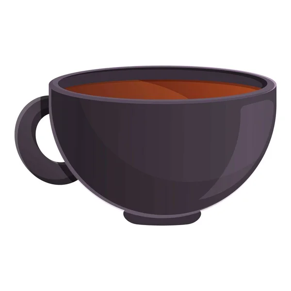 Ícone de xícara de chá preto, estilo cartoon — Vetor de Stock